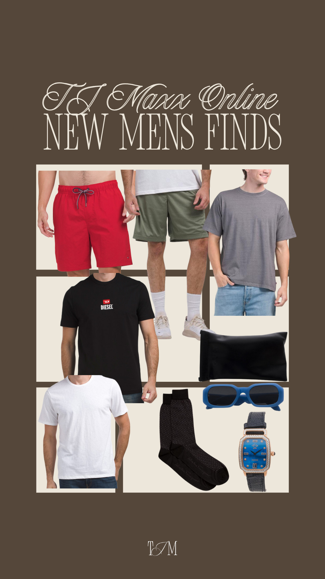 The men's section at TJ Maxx is full of good finds right now 👏 From everyday tees and athletic shorts to statement sunglasses, watches, and designer-brand basics, there are so many easy summer staples to grab. If you're shopping for your guy (or helping him upgrade his wardrobe), these new arrivals are worth a look. wedding guest dress summer, summer outfits, fathers day gift guide, summer dresses, country concert outfits, date night outfits, business casual workwear, work outfits, vacation outfits beach, travel outfits, tj maxx finds, tj maxx online, new arrivals, affordable fashion, luxury for less, mens clothing 

 #LTKootd #LTKSwim #LTKMens
