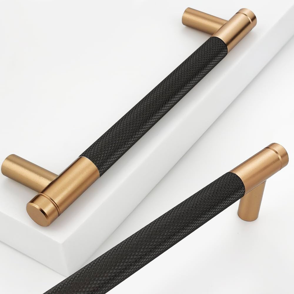 20 Pack 5 Inch 128 mm Bronze and Black Knurled Cabinet Handles Cabinet Pulls Aluminum Handles Knu... | Amazon (US)