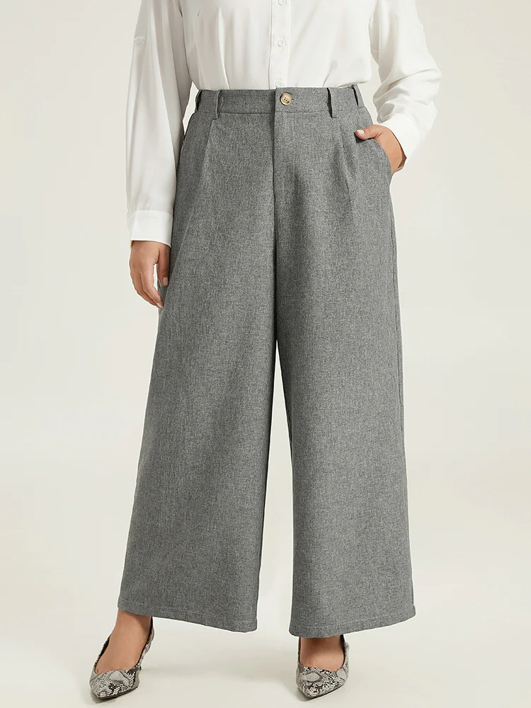 Plain Wide Leg Elastic Waist Pocket Pants | Bloomchic