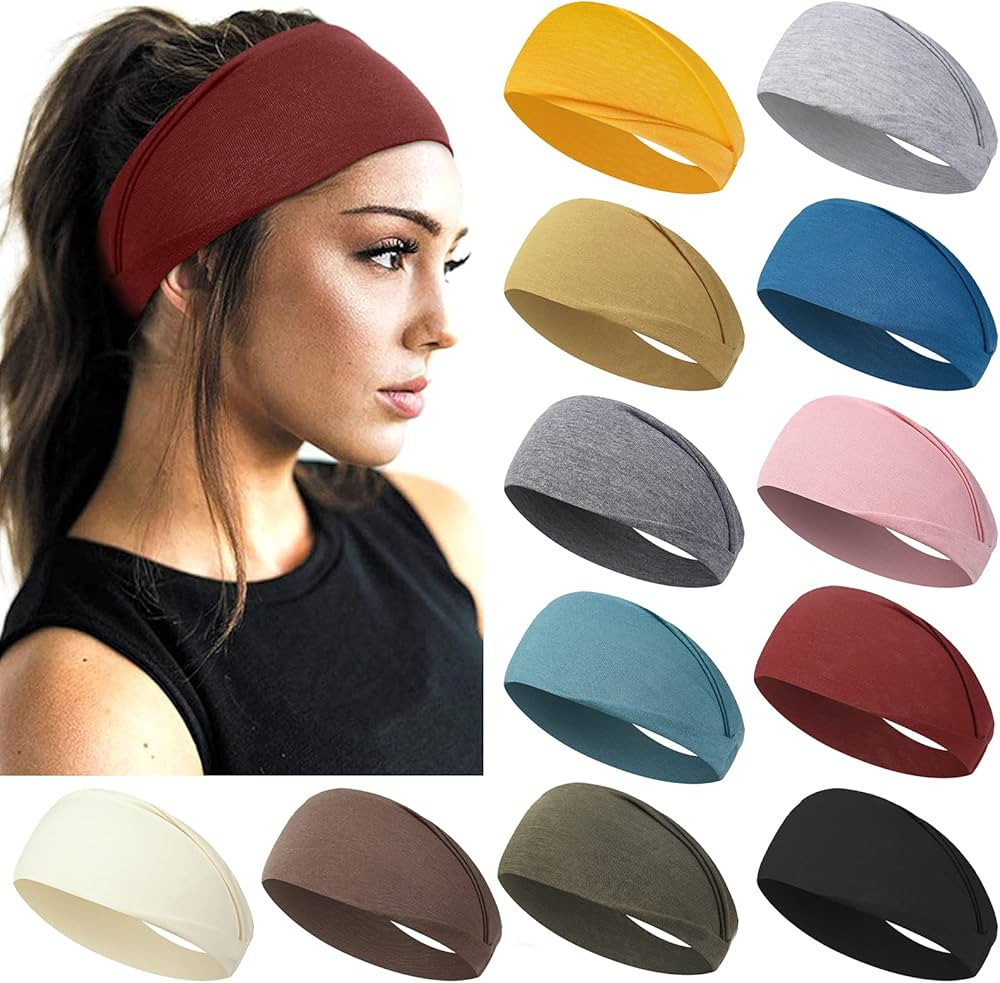 AKTVSHOW Headbands for Short Hair - Elastic Non-Slip Workout Sports Yoga Head Bands, Wide Thick S... | Amazon (US)