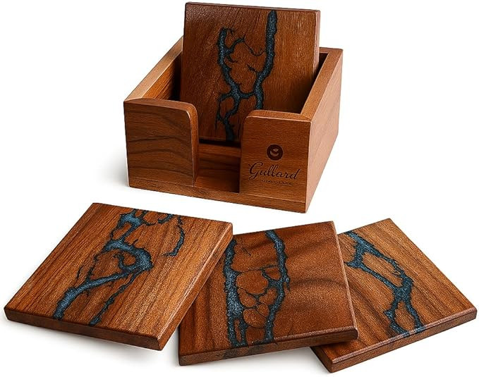 | Beautiful Epoxy Resin and Wood Coaster Set | Ideal for Tabletop Protection | Enhance Your Coffe... | Amazon (US)