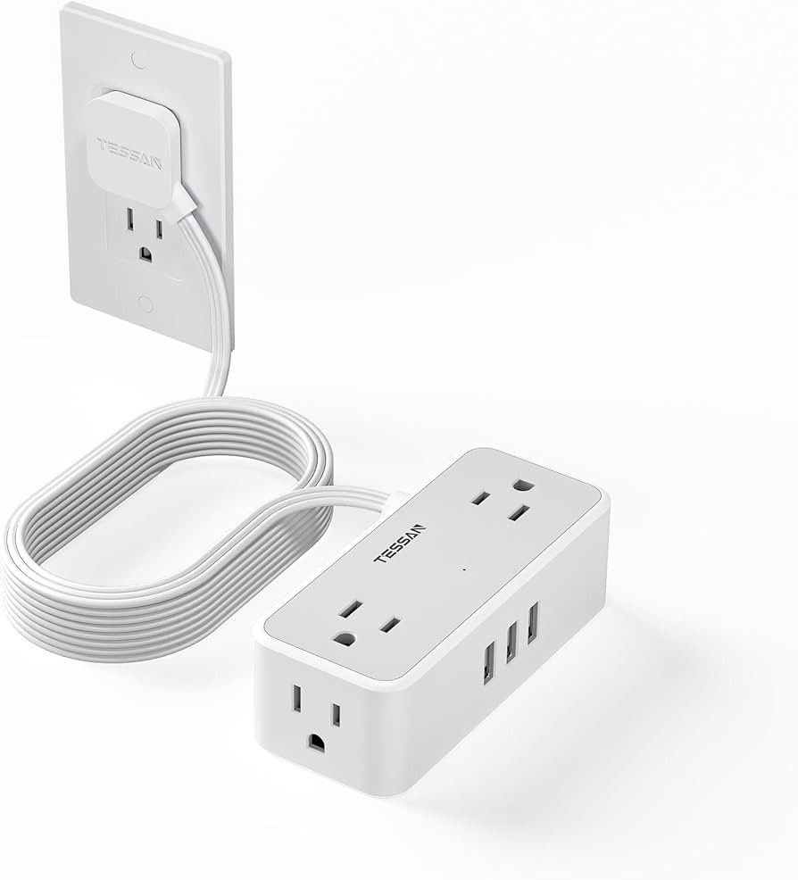 Ultra Thin Flat Plug Extension Cord 15 FT, TESSAN Surge Protector Power Strip with 4 AC Outlets 3... | Amazon (US)