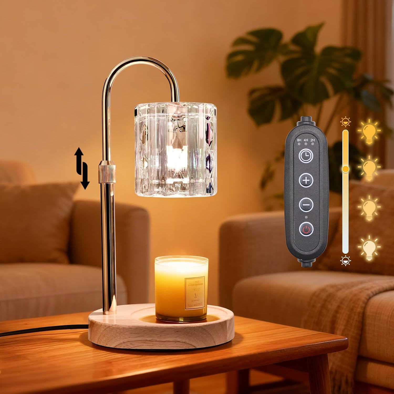 Candle Warmer Lamp with Timer and Dimmer 4-Level Dimmable Flower Light Heat Lamp for Jar Candles Adjustable Height Modern Cute Home Decor for Living Room Bedroom (Gradient-Square) | Amazon (US)