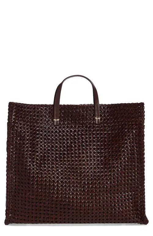 Clare V. Simple Woven Leather Tote in Plum Woven at Nordstrom | Nordstrom