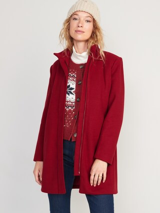 Soft-Brushed Funnel-Neck Coat for Women | Old Navy (US)
