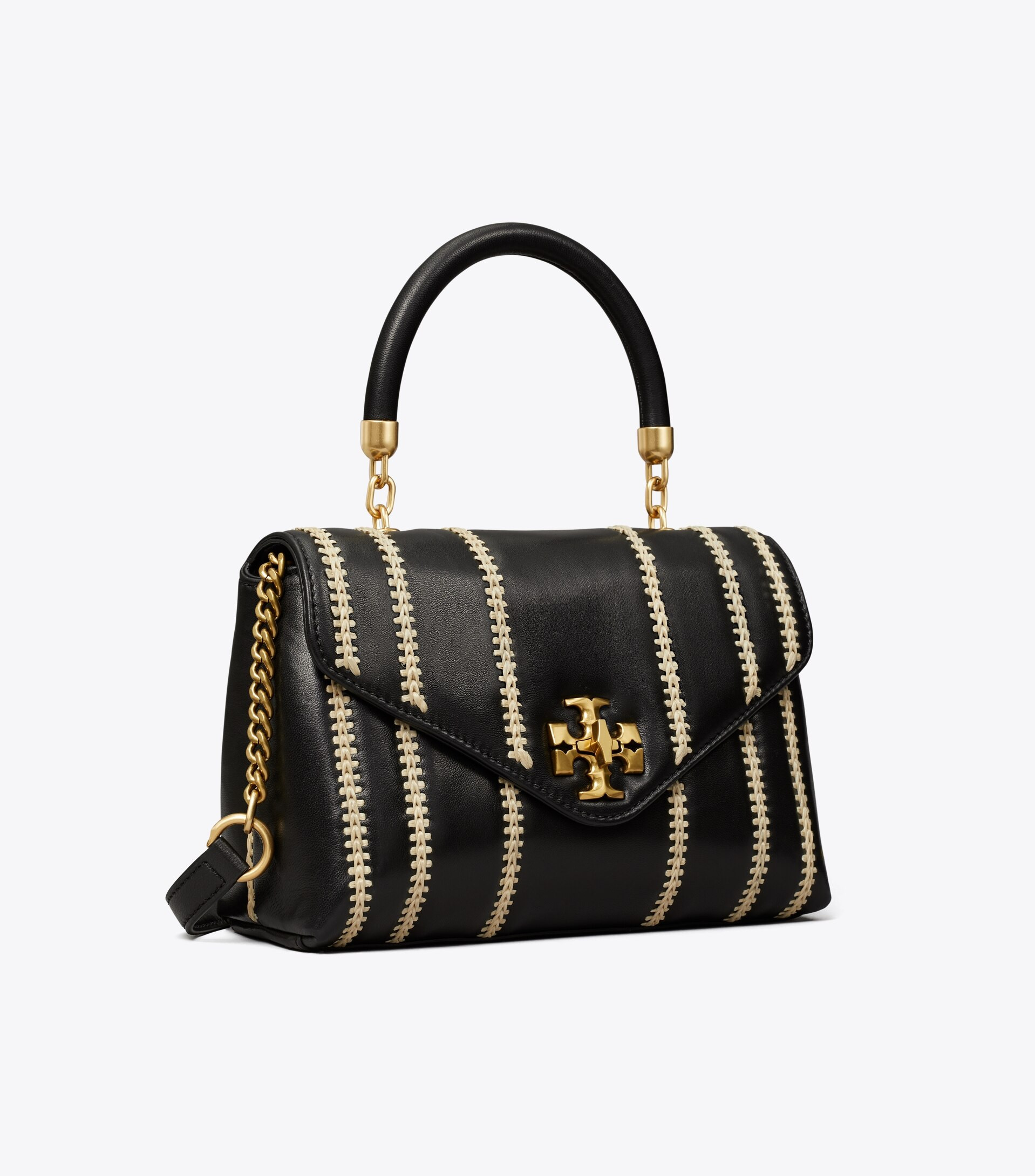 Small Kira Raffia Stripe Top-Handle Satchel | Tory Burch (US)