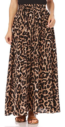 Leopard Maxi Skirts for Women & Teens, Long Length Reg & Plus, Trendy Summer Skirts, Aline Flowy Elastic High Waisted Midi Womens Skirts Boho (XXX-Large, Leopard) | Amazon (US)