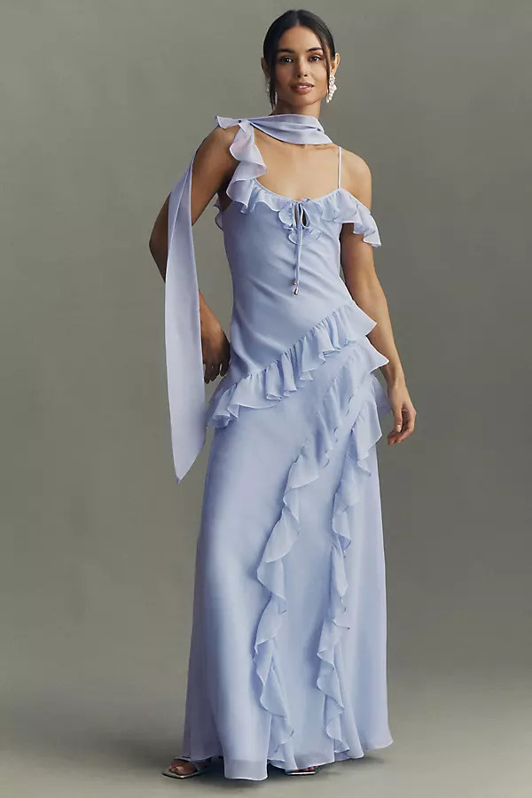 Lottie Ruffled Chiffon Gown | Anthropologie (US)