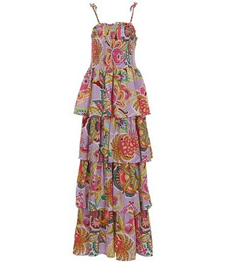 Big Girls 7-16 Tiered Smocked Bodice Floral Print Maxi Dress | Dillard's
