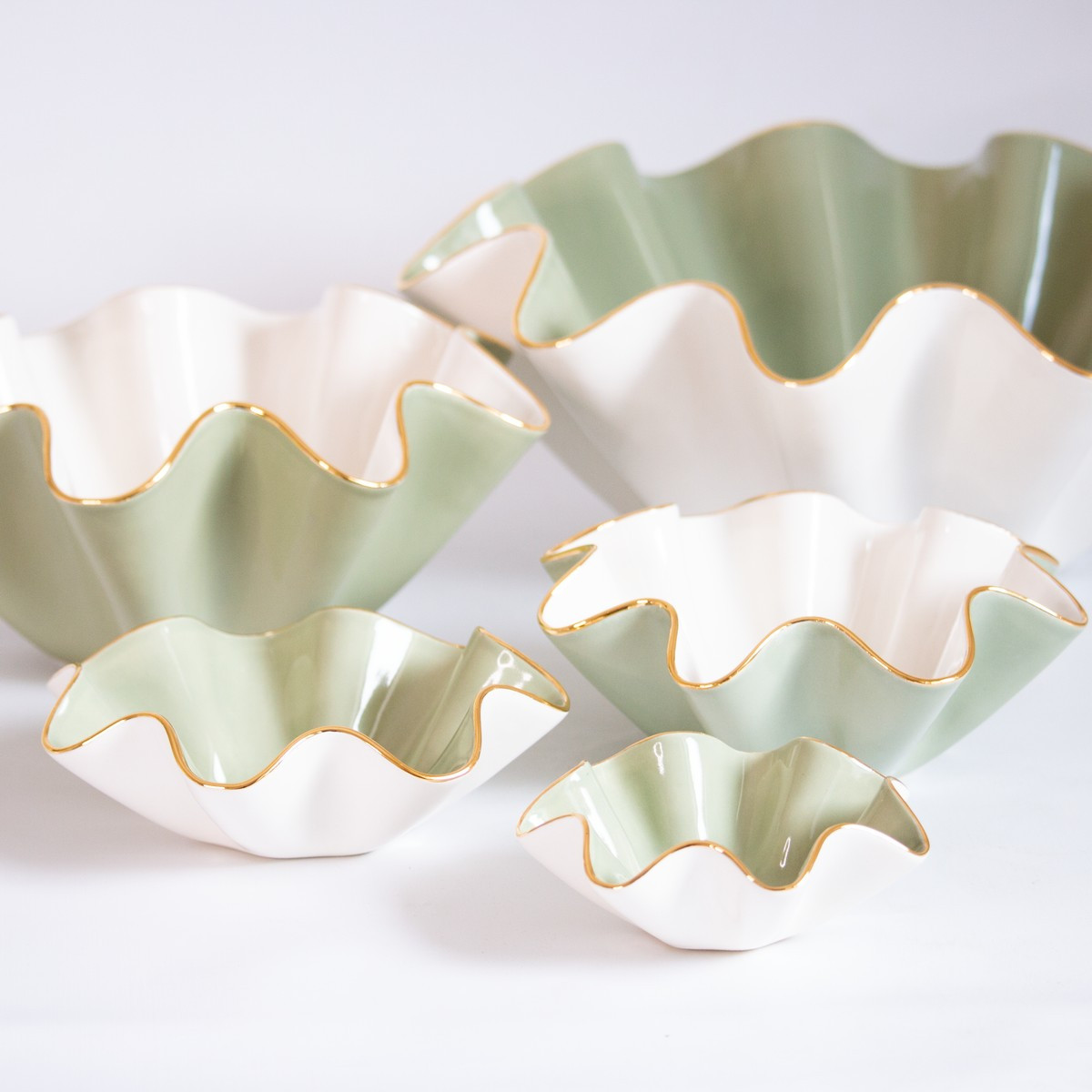 Two Tone Sage Bowls | Susan Gordon Pottery