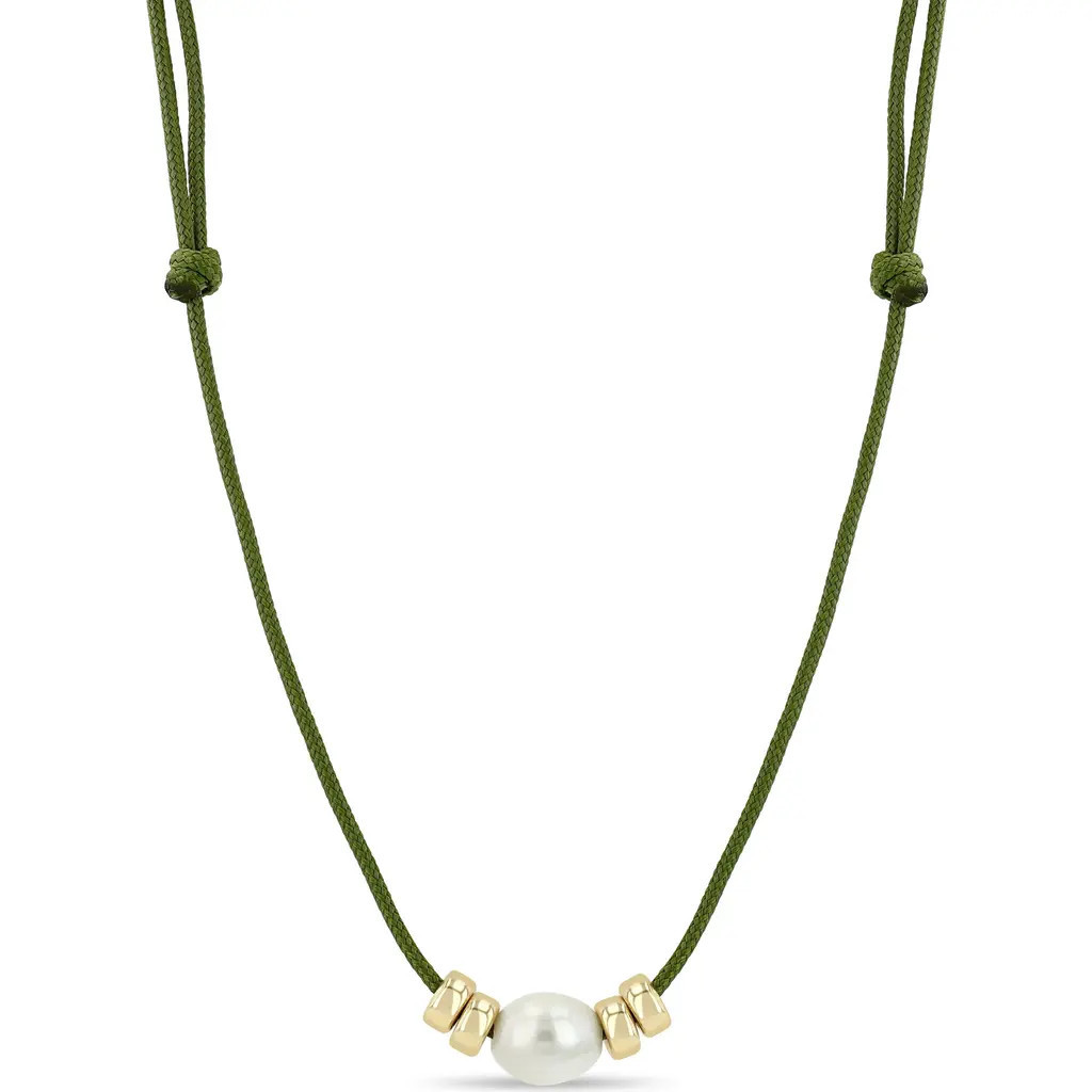 Zoë Chicco Baroque Cultured Pearl Paracord Necklace in 14K Yellow Gold/white Pearl at Nordstrom, Size 26 | Nordstrom