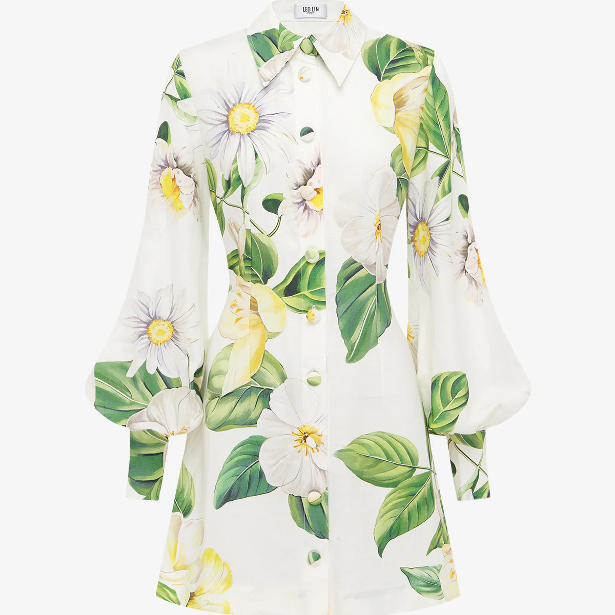 Luminous Linen Mini Dress - Joie Print in Snow | LEO LIN US