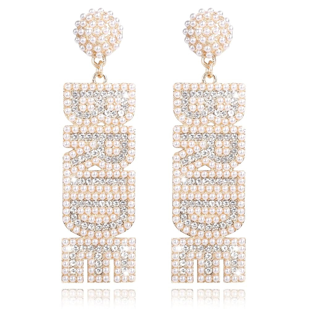 Bride Earrings - Bride To Be Gifts for Bachelorette Beaded Earrings For Bachelorette Outfit Bride... | Amazon (US)