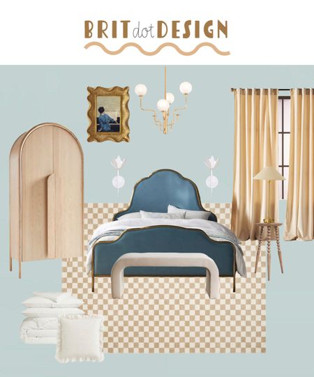 Bedroom design: rug, bed, curtains, art, lighting

#LTKhome #LTKFind