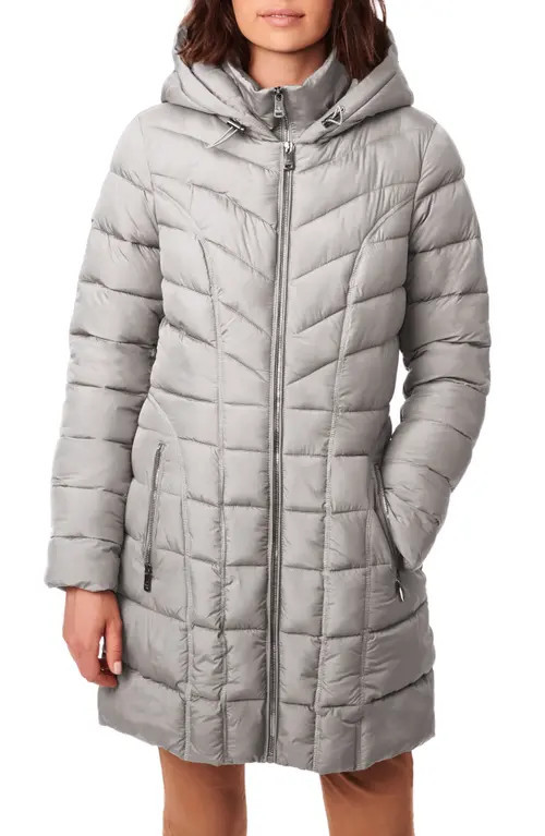 Bernardo Water Resistant Packable Hooded Puffer Coat with Removable Bib Insert in Tornado at Nordstrom, Size Medium | Nordstrom
