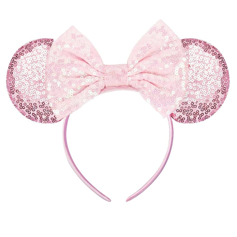 Minnie Ears Headbands, Sequin Mouse Ears with Pink Bow Glitter Party Princess Decoration Cosplay ... | Amazon (US)