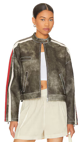 Mandi Faux Leather Moto Jacket in Grey | Revolve Clothing (Global)