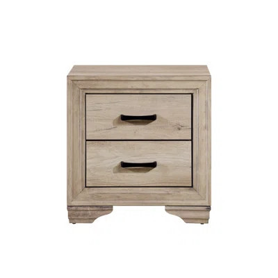 Natural Laminate Bedroom Nightstand - With Flat Black Tone Pulls Resistance To Scratches And Stains | Wayfair North America