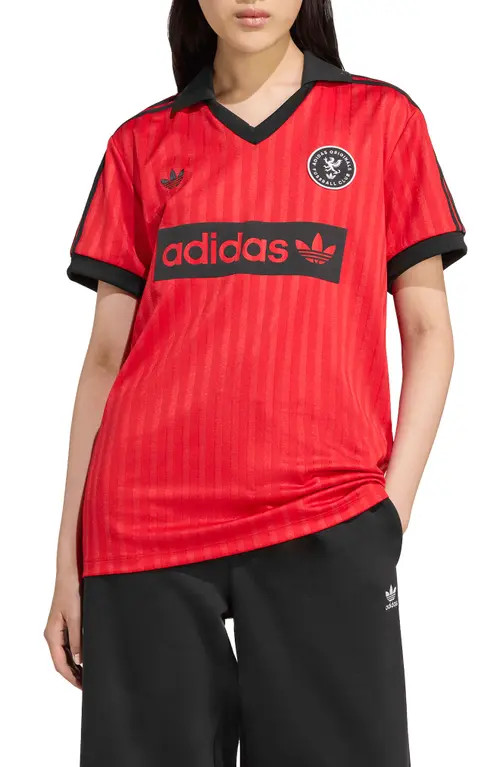 adidas Logo Graphic Soccer Jersey in Better Scarlet at Nordstrom, Size X-Small | Nordstrom
