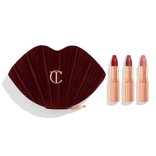 Charlotte Tilbury Hot Lips Lipstick Trio Gift Set - 3 Full-Size Matte Revolution Lipsticks with Iconic Hot Lips Makeup Bag - Holiday Beauty Gift Set with Red Carpet Red, Pillow Talk & M.I. Kiss | Amazon (US)