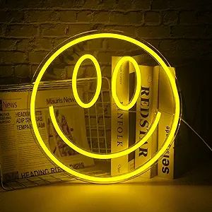 Smile Face Neon Sign Led Neon Light Wall Decor Smiley Face Light Up Signs USB Powered Yellow Neon... | Amazon (US)