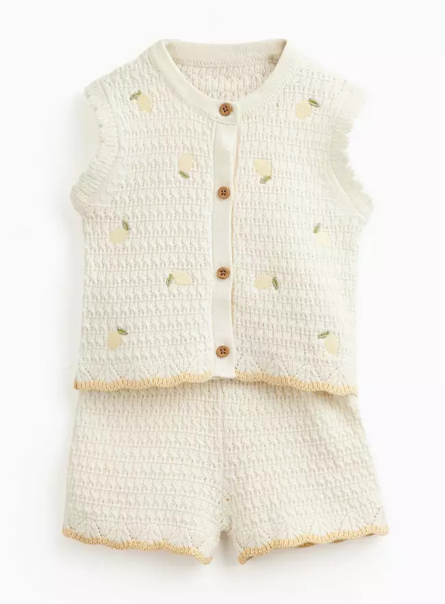 Buy White Lemon Print Top & Shorts Set 3-6 months | Baby Holiday Clothes | Tu | Tu Clothing