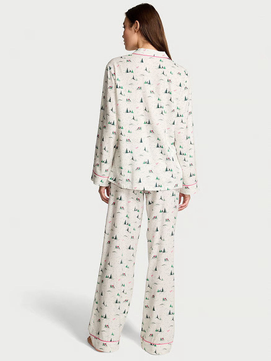 Buy Flannel Long Pajama Set, Coconut White/Rose Garden Whimsy Forest Scene - Order Pajamas Sets o... | Victoria's Secret (US / CA )