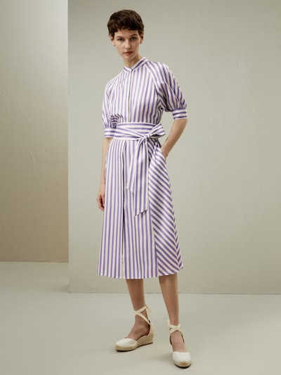 Lavender Striped Silk Shirtdress for Practical and Versatile Style | LILYSILK