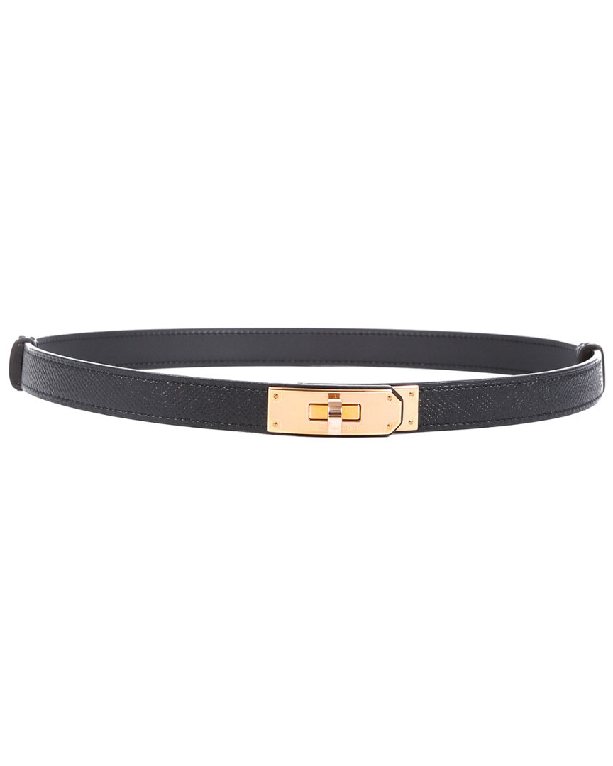 Hermes Black Epsom Leather Kelly Belt | Gilt