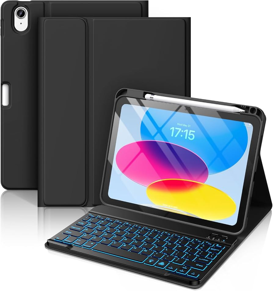 Hamile for iPad 11th 10th Generation Case with Keyboard - 7 Colors Backlit Wireless Detachable Fo... | Amazon (US)