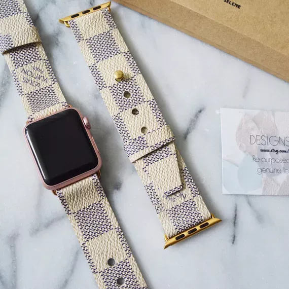 Louis Vuitton Damier Azur watch band for 38mm or 42mm apple watch