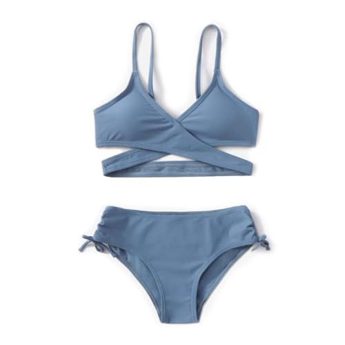 MIENOE Teen Girls Two-Piece Bikini Swimsuits | Removable Chest Pad Nylon Swimwear Kids Size 6-17 ... | Amazon (US)