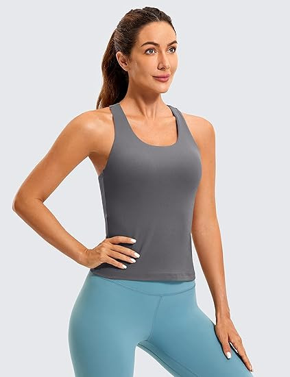CRZ YOGA Butterluxe Workout Tank Tops for Women Built in Shelf Bras Padded - Racerback Athletic S... | Amazon (US)