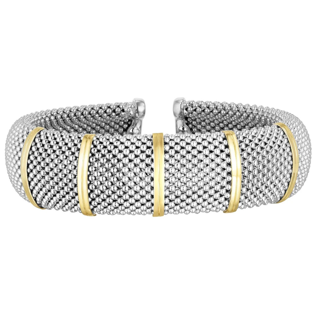 Silver & 18K Gold Bold Popcorn Cuff Bracelet | Phillip Gavriel
