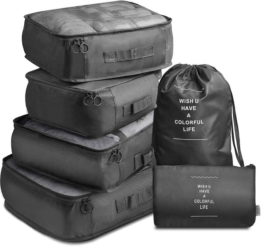 Packing Cubes, Travel Luggage Packing Organizers Set with Toiletry Bag | Amazon (US)