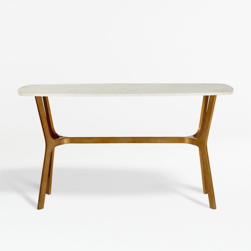Elke Marble Console Table with Brass Base + Reviews | Crate & Barrel | Crate & Barrel