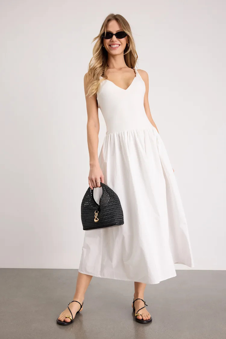 Tyler White Twisted Strap Midi Dress | Lulus