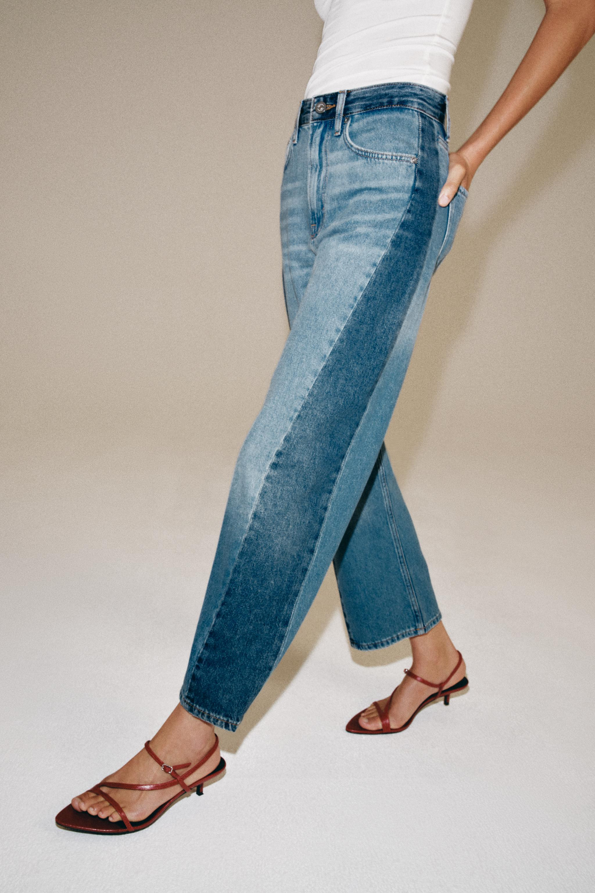 ZW COLLECTION MID-RISE RELAXED ANKLE PATCHWORK JEANS | Zara US