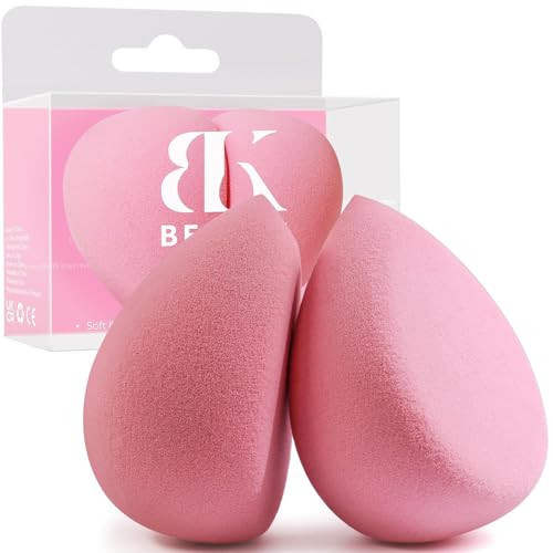 BEAKEY Flat Duo Patented Makeup Sponge Set of 2, Latex Free Pink Beauty Sponge for Foundation and Powder Application, Soft Blending Sponges, Large Flat Design, BeautyTools for Makeup Lovers | Amazon (US)