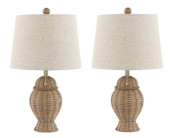 JONATHAN Y JYL4041A-SET2 Set of 2 Table Lamps Margie Wicker 20.5" Bohemian Rustic Iron LED Table ... | Amazon (US)
