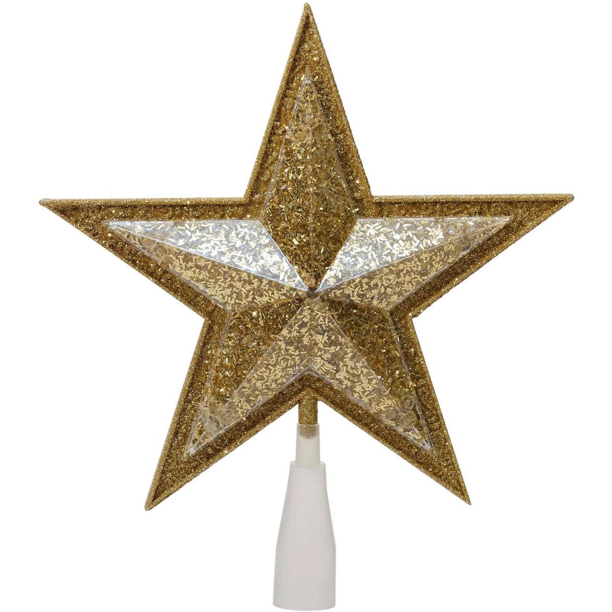 Holiday Time Christmas Ornaments 10.75" Gold Star Tree Topper with 18 LED Warm White Lights - Wal... | Walmart (US)