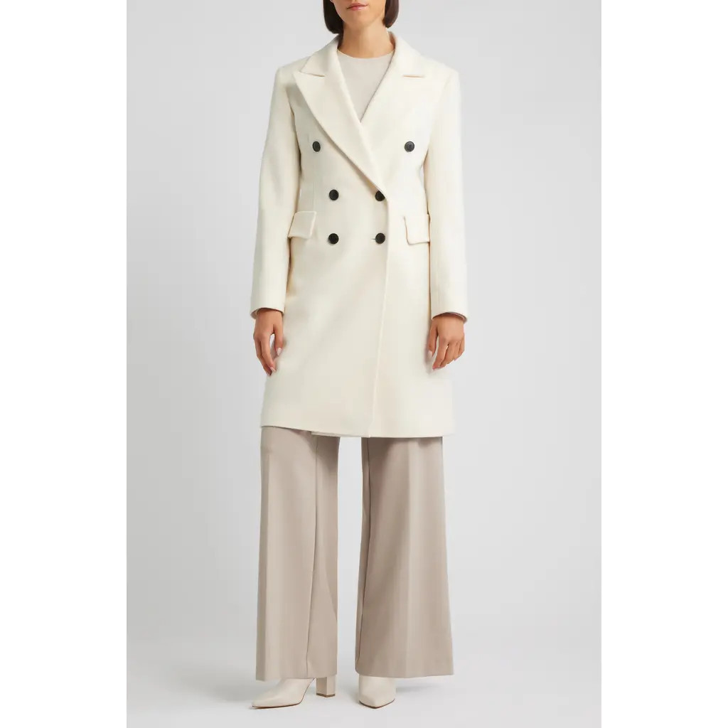 Fleurette Bianca Double Breasted Wool Coat in Parchment at Nordstrom, Size 4 | Nordstrom