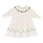 Holiday Pearl Flower Long Sleeve Bishop Dress | JoJo Mommy
