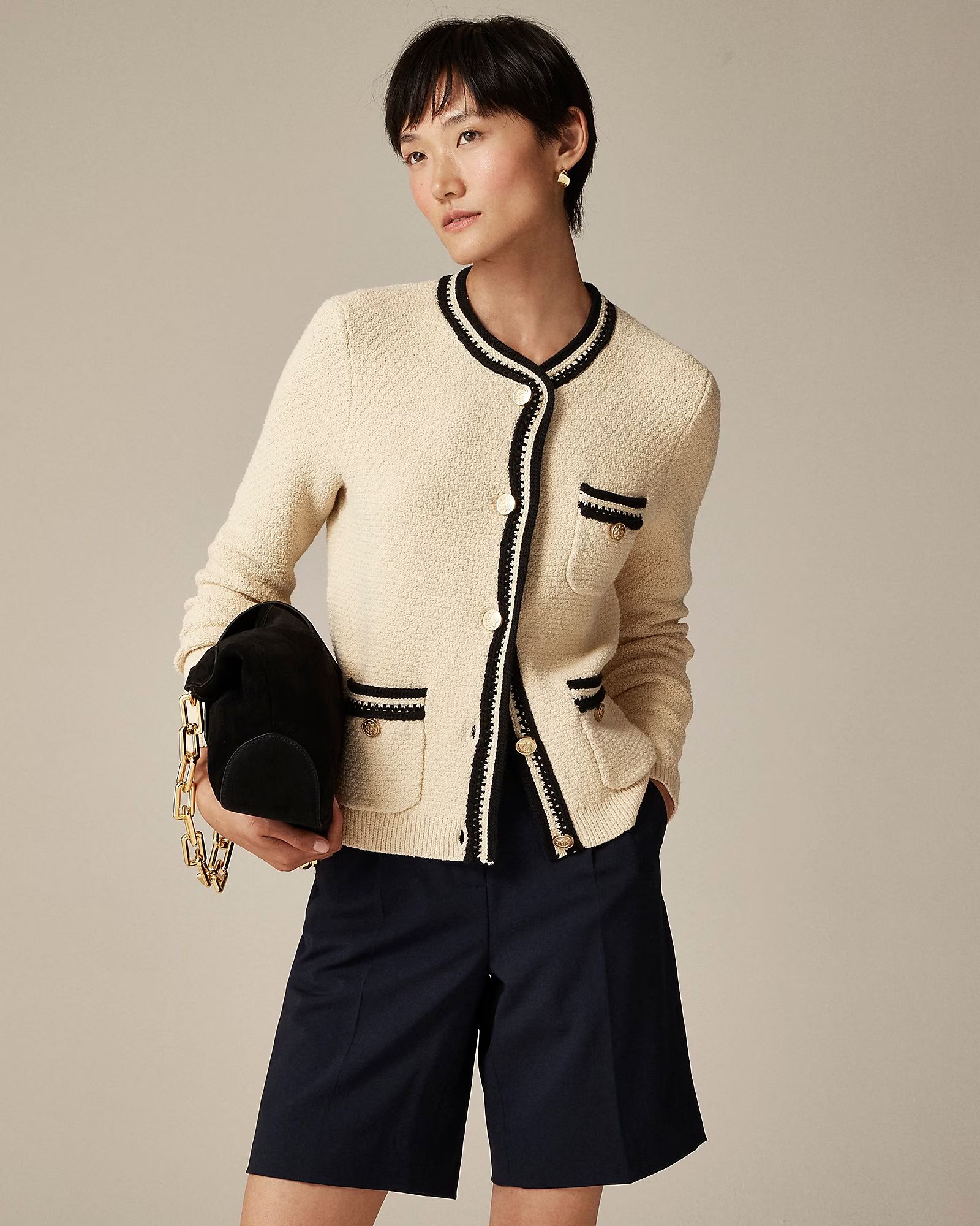 Contrast-trim cardigan sweater | J. Crew US