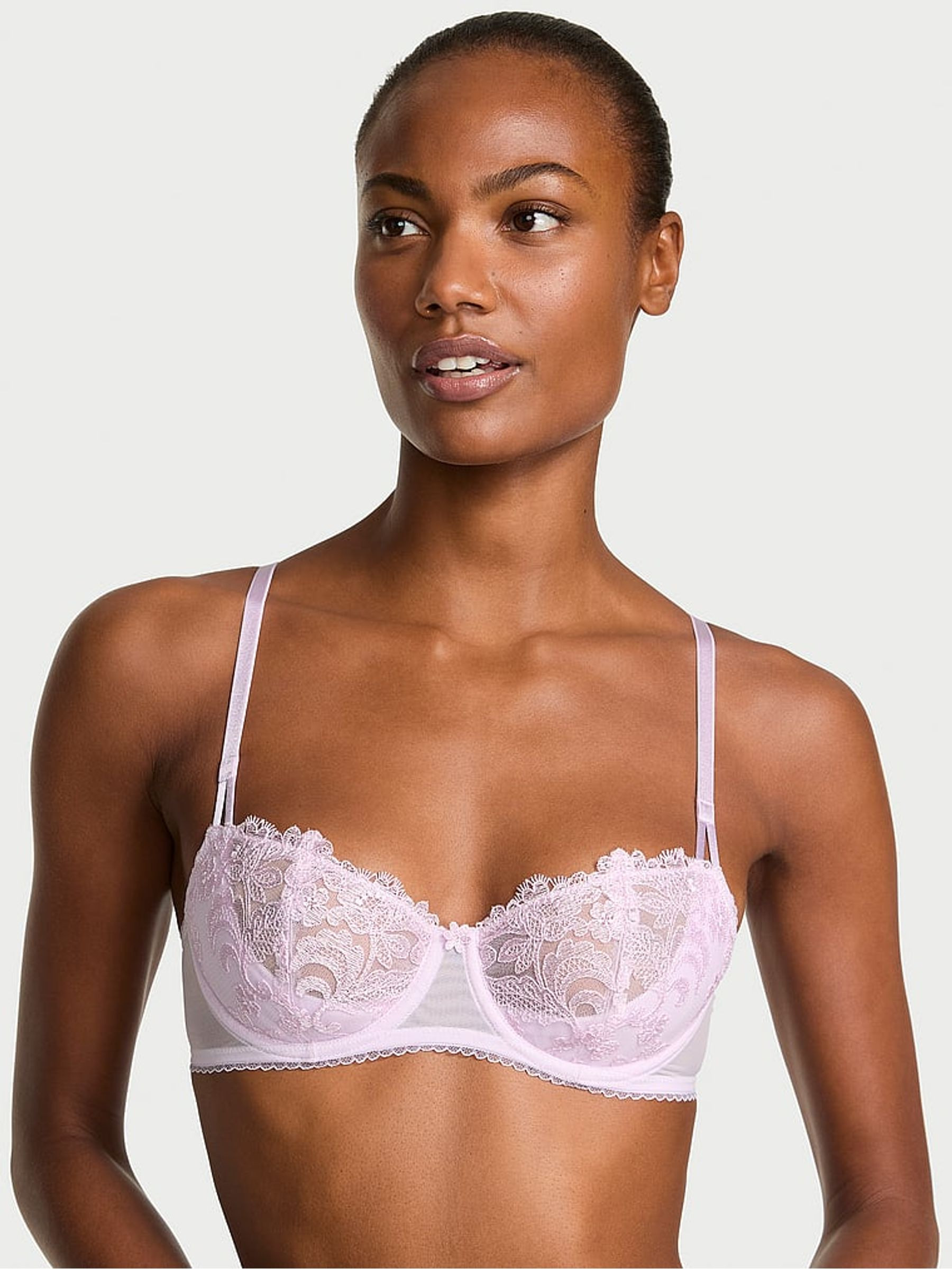 Delicate Violet Purple Unlined Balcony Blossom Embroidery Bra | Victoria's Secret UK | Victoria's Secret UK