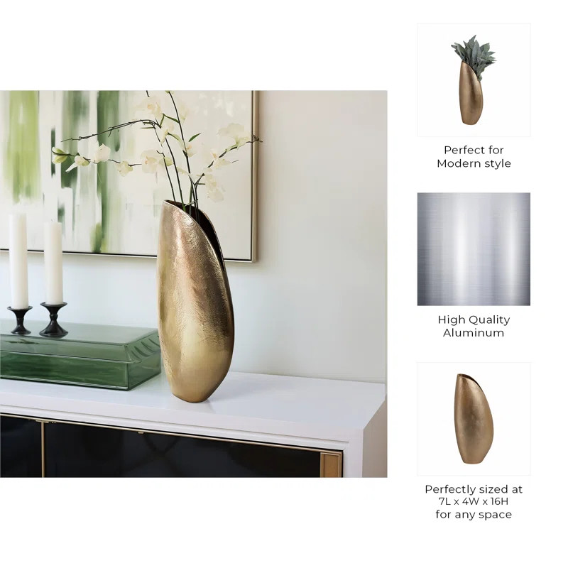 Mercer41 Cohen Shell Shaped Metal Vase - Unique Davena Vase, Perfect for Elegant Homes | Wayfair | Wayfair North America