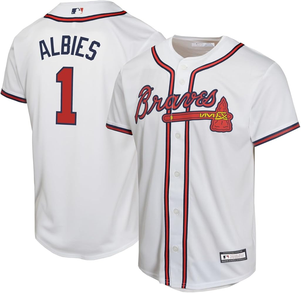 Outerstuff Ozzie Albies Atlanta Braves MLB Kids 4-7 White Home Player Jersey | Amazon (US)