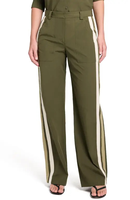TWP Isabelle Side Stripe Cotton Pants in Military at Nordstrom, Size 00 | Nordstrom