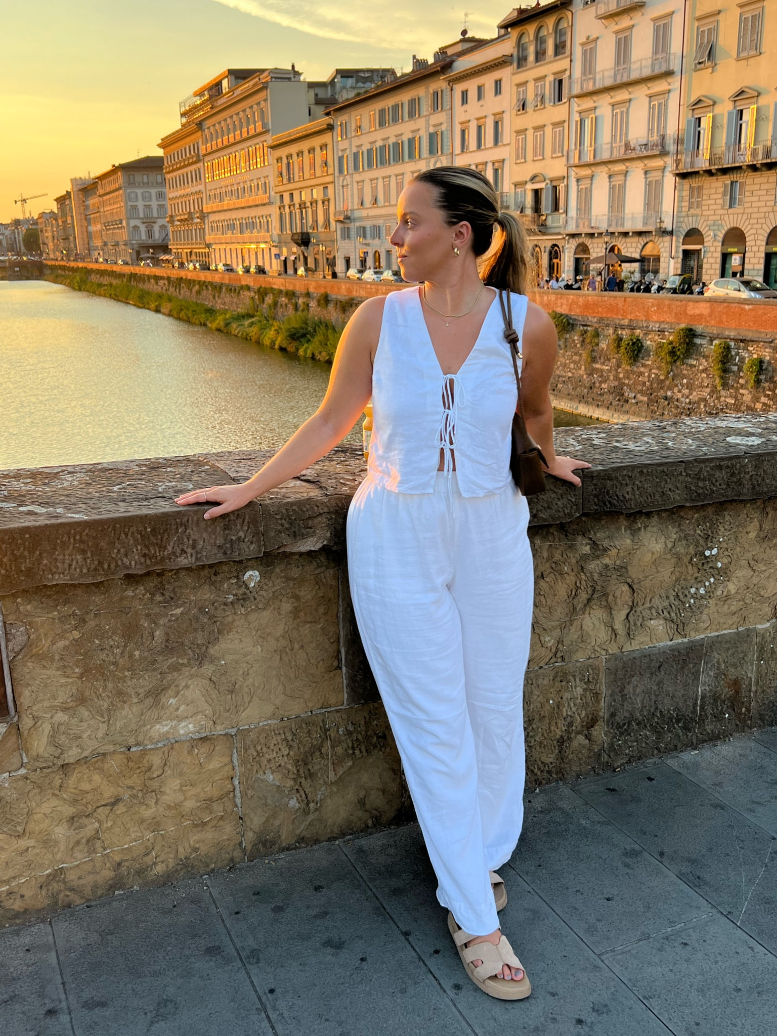 Top: size down one, pants: TTS but size down if in between sizes. These pants are my most worn piece right now! Summer outfit. Europe outfit. Italy outfit. Travel outfit. Abercrombie. 

#LTKShoeCrush #LTKMidsize #LTKTravel