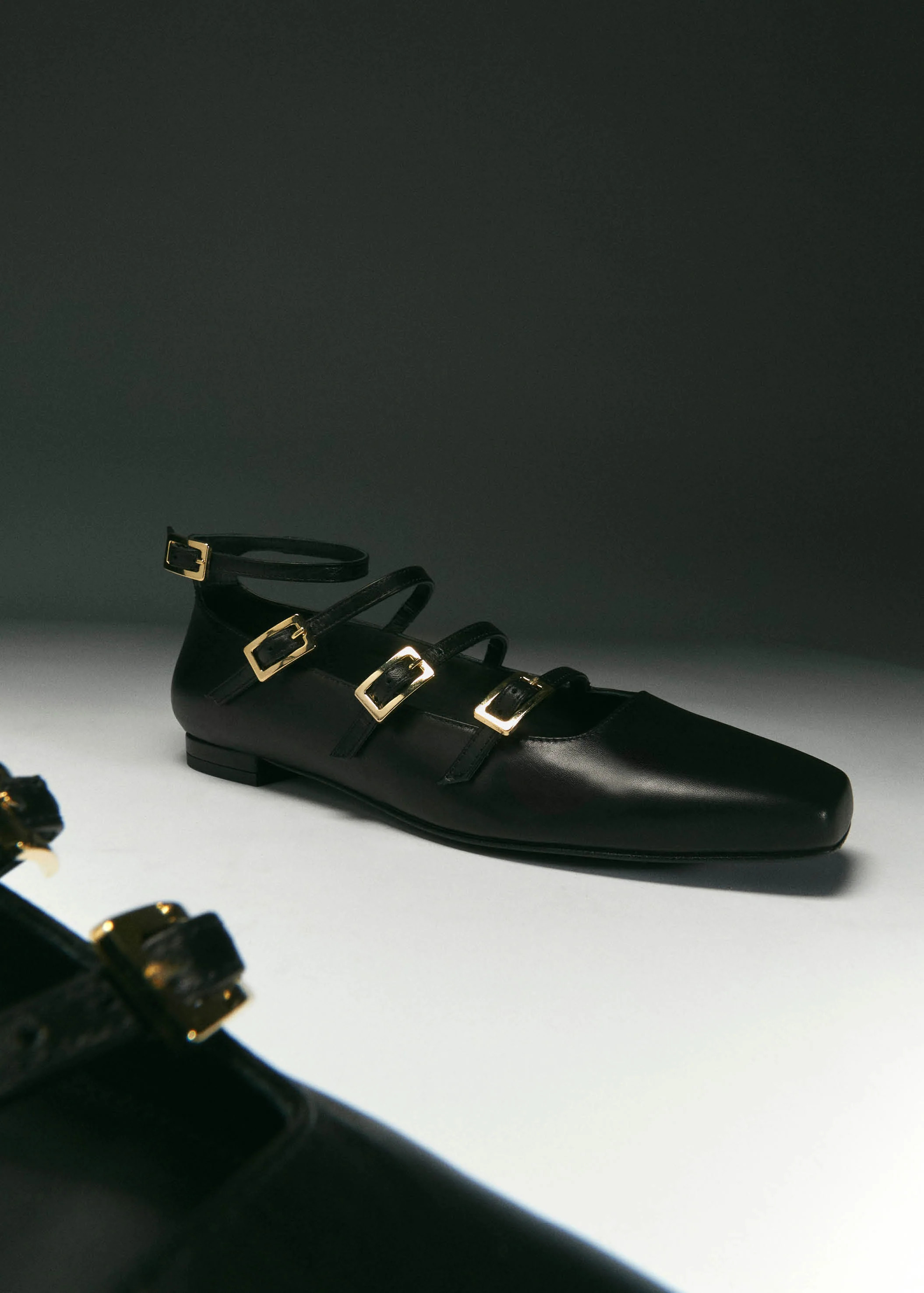 Luke Black Leather Ballet Flats | ALOHAS | Alohas US